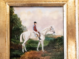 Ornate Gold Framed Oil Painting Horse And Jockey Antique Style Hand Painted