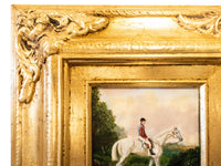 Ornate Gold Framed Oil Painting Horse And Jockey Antique Style Hand Painted