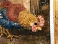 Gilded Framed Oil Painting Rooster Chicken Antique Style Hand Painted