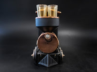 Vintage Train Engine Decanter Shot Glasses With Music Box Barware