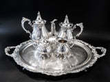 Vintage Silver Plate Coffee Tea Service Set With Tray Baroque By Wallace