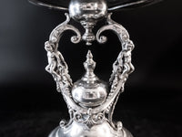 Antique Silver Plate Pedestal Bowl Ornate Cherubs