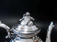 Antique Silverplate Tea Set Medallion Cameo 1866