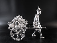 Vintage Castilian Imports Silverplate Rickshaw Flower Cart Vase Holder Home Decor