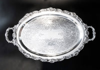 Vintage Silver Plate Butler Tray Oval Serving Tray Poole 7322