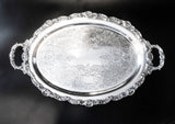 Vintage Silver Plate Butler Tray Oval Serving Tray Poole 7322