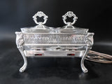 Vintage Electric Silver Plate Double Covered Casserole Chafing Dish