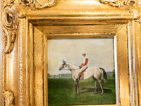 Ornate Gold Framed Oil Painting Horse And Jockey Antique Style Hand Painted