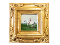 Ornate Gold Framed Oil Painting Horse And Jockey Antique Style Hand Painted
