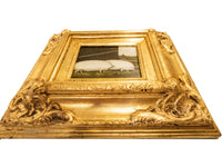 Framed Oil Painting Pigs Antique Style Hand Painted Gilded Gold Frame