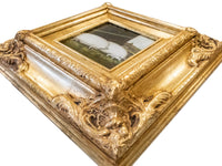 Framed Oil Painting Pigs Antique Style Hand Painted Gilded Gold Frame