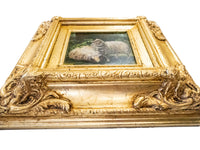 Gold Framed Oil Painting Sheep Antique Style Hand Painted