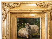 Gold Framed Oil Painting Sheep Antique Style Hand Painted