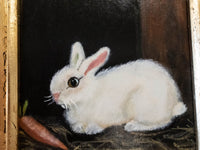 Gilded Framed Small Oil Painting Rabbit And Carrot Antique Style Hand Painted Paintings And Art