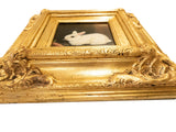 Gilded Framed Small Oil Painting Rabbit And Carrot Antique Style Hand Painted Paintings And Art