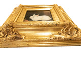 Gilded Framed Small Oil Painting Rabbit And Carrot Antique Style Hand Painted Painting