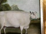 Gilt Framed Oil Painting Cow Antique Style Hand Painted