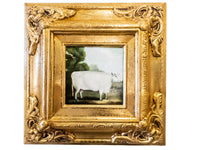 Gilt Framed Oil Painting Cow Antique Style Hand Painted Painting