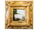 Gilt Framed Oil Painting Cow Antique Style Hand Painted