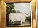 Gilt Framed Oil Painting Cow Antique Style Hand Painted