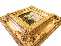 Ornate Gold Framed Oil Painting Horse And Jockey Antique Style Hand Painted Painting