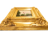 Ornate Gold Framed Oil Painting Horse And Jockey Antique Style Hand Painted Painting