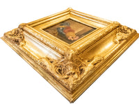 Gilded Framed Oil Painting Rooster Chicken Antique Style Hand Painted