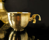 Vintage Brass Punch Bowl Set With 12 Cups and Ladle Gold