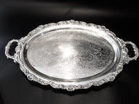 Vintage Silver Plate Butler Tray Oval Serving Tray Poole 7322