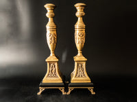 Vintage Castilian Brass Candle Holders Pair Tall 18" Candlestick Large Heavy