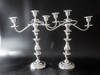 Vintage Silver Plate Candelabra Pair Convertible Candle Holders Tall