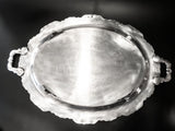 Vintage XL Silver Plate Butler Tray Oval Serving Tray Poole Lancaster Rose