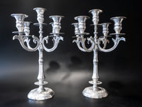 Vintage Silver Tone Candelabra Pair 5 Light Candle Holders
