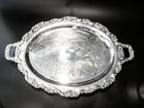 Vintage XL Silver Plate Butler Tray Oval Serving Tray Poole Lancaster Rose