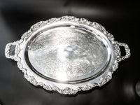 Vintage XL Silver Plate Butler Tray Oval Serving Tray Poole Lancaster Rose Trays