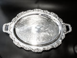 Vintage XL Silver Plate Butler Tray Oval Serving Tray Poole Lancaster Rose Trays