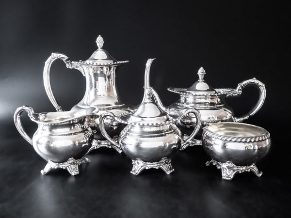Vintage Silver Plate Tea Set Coffee Service Community Georgian