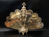 Antique Brass Fireplace Screen Fan Greek God Louis XV Style