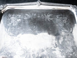 Antique Silver Plate Serving Tray Figural Faces Greek Revival Medallion