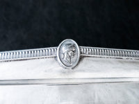 Antique Silver Plate Serving Tray Figural Faces Greek Revival Medallion