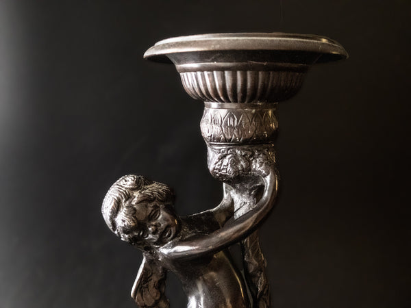 Tall Bronze Cherub Candle Holder Candlestick Putti Victorian –  InventifDesigns