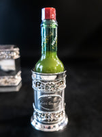 Silver Plate 4 Piece Condiment Holders Ketchup Mustard Hot Sauce Steak Sauce