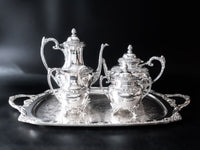 Vintage Silverplate Tea Set Coffee Service 5 Pc Heritage Rogers Bros