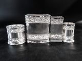 Silver Plate 4 Piece Condiment Holders Ketchup Mustard Hot Sauce Steak Sauce