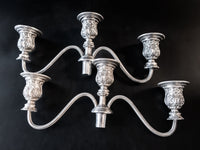 Vintage Silver Plate Candelabra Pair Convertible Candle Holder Arms