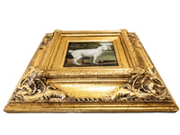 Gold Framed Oil Painting White Poodle Antique Style Hand Painted Paintings And Art