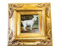 Gold Framed Oil Painting White Poodle Antique Style Hand Painted Paintings And Art