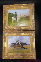Ornate Gold Framed Oil Painting Horse And Jockey Antique Style Hand Painted Paintings And Art