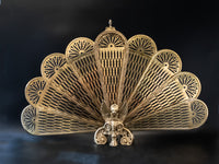 Vintage Brass Fireplace Screen Fan Gargoyle Embellished