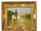 Ornate Gold Framed Oil Painting Horse And Jockey Antique Style Hand Painted